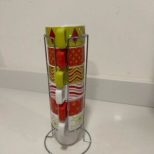 Colorful Stacking Mugs with Stand